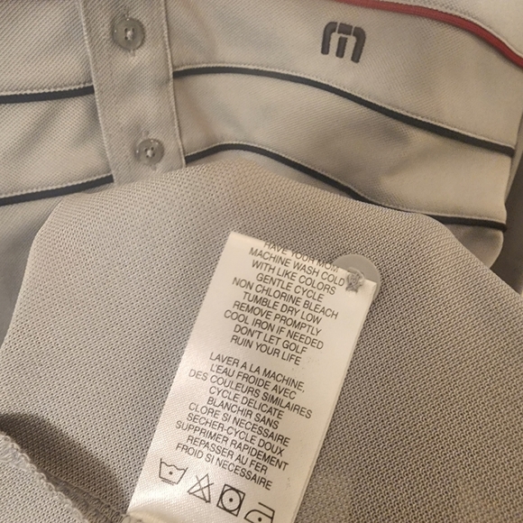Travis Mathew Gray Striped Golf Polo Shirt Mens Size Medium - Picture 6 of 8